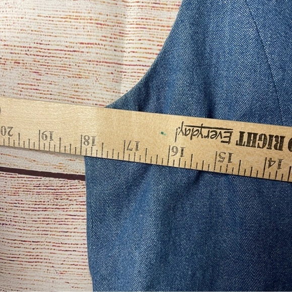 Vintage Cambridge Dry Goods Feather Embroidered Vest Denim Medium Concho Buttons - Picture 4 of 7